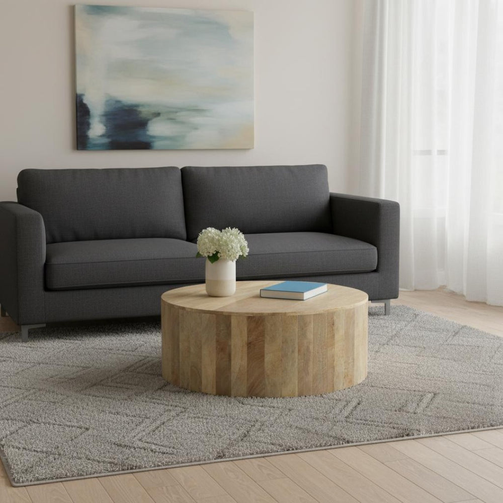 HomeRoots 36" Natural Mango Wood Round Coffee Table - Modern, Versatile Design for Any Living Space! 639069