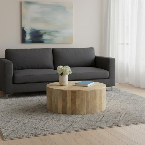 HomeRoots 36" Natural Mango Wood Round Coffee Table - Modern, Versatile Design for Any Living Space! 639069