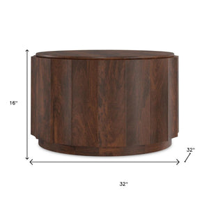HomeRoots 32" Brown Solid Wood Round Coffee Table - Timeless Design, Durable Craftsmanship, Versatile Home Accent! 639070