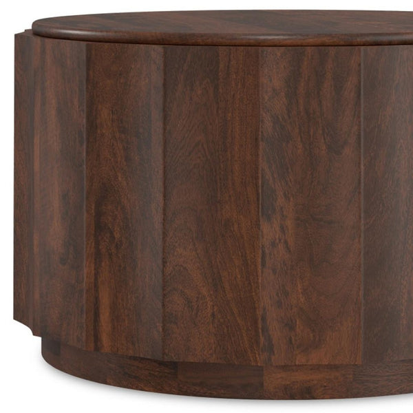 HomeRoots 32" Brown Solid Wood Round Coffee Table - Timeless Design, Durable Craftsmanship, Versatile Home Accent! 639070