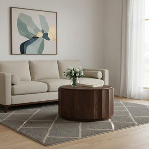 HomeRoots 32" Brown Solid Wood Round Coffee Table - Timeless Design, Durable Craftsmanship, Versatile Home Accent! 639070