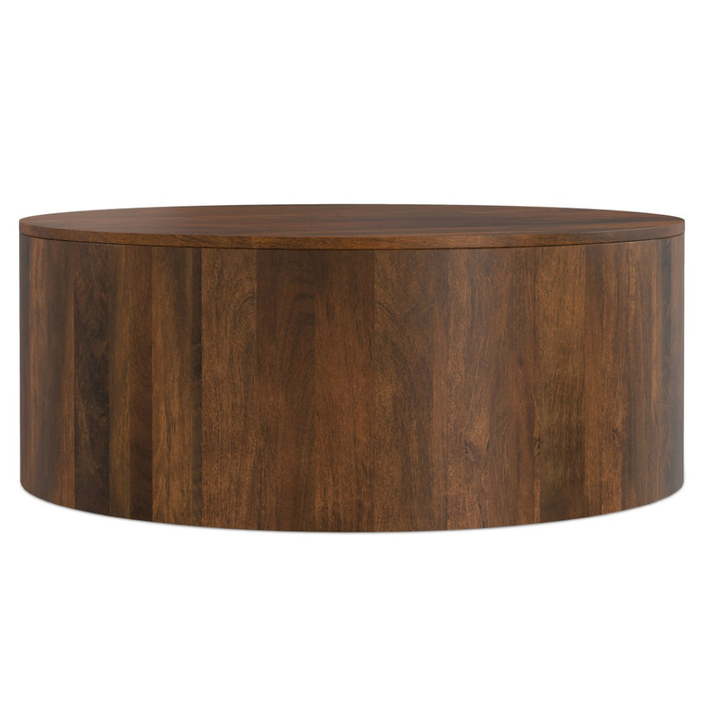 HomeRoots 36" Brown Solid Wood Round Coffee Table - Stylish Centerpiece for Modern Living Rooms & Offices 639071