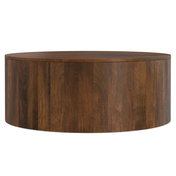 HomeRoots 36" Brown Solid Wood Round Coffee Table - Stylish Centerpiece for Modern Living Rooms & Offices 639071