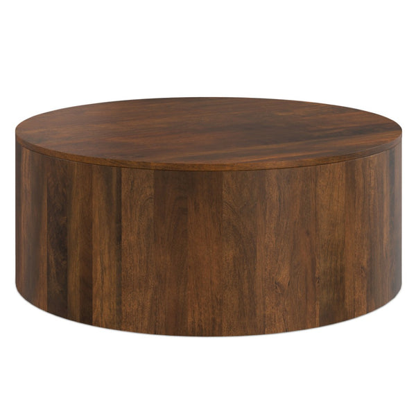 HomeRoots 36" Brown Solid Wood Round Coffee Table - Stylish Centerpiece for Modern Living Rooms & Offices 639071