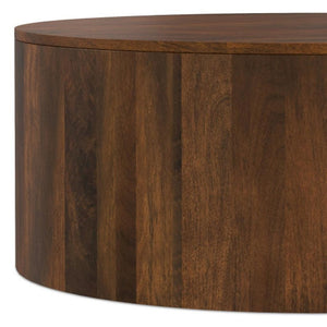 HomeRoots 36" Brown Solid Wood Round Coffee Table - Stylish Centerpiece for Modern Living Rooms & Offices 639071