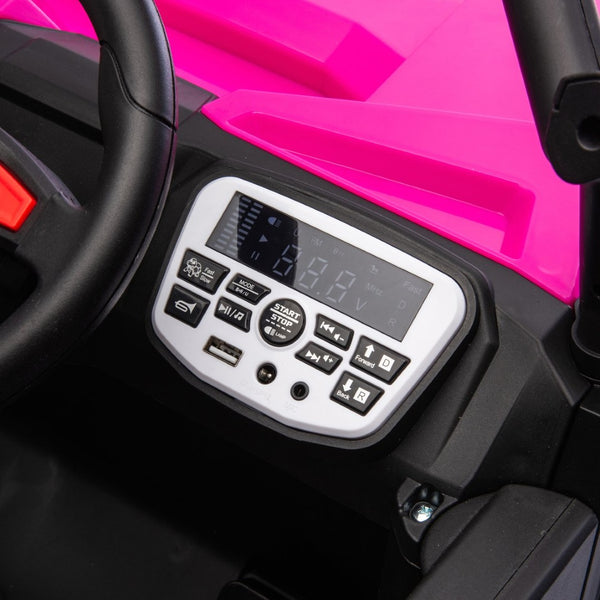 English Elm 24v 400w Kids Electric Utv Ride on with Remote Bluetooth Led Suspension Cockpit Pink W1578P284294