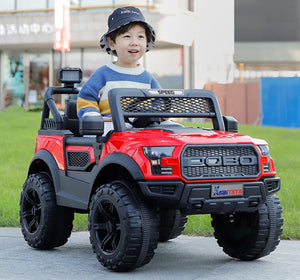 English Elm Kids 12v Dual Motor Off Road Ride on Truck with Remote Control Led Lights and Swing Red W1760P426762