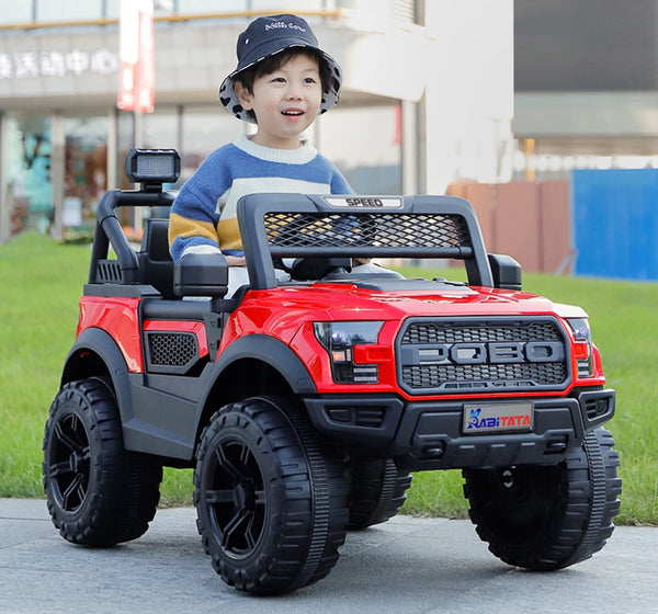 English Elm Kids 12v Dual Motor Off Road Ride on Truck with Remote Control Led Lights and Swing Red W1760P426762