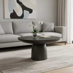 HomeRoots 30" Black Aluminum Round Coffee Table - Modern Minimalist Design for Versatile Living Spaces & Durability 639132