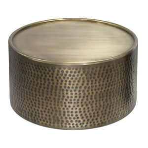 HomeRoots 32" Antiqued Gold Iron Round Coffee Table – Vintage Charm, Durable Design, Perfect for Any Space 639133