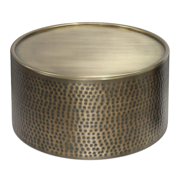 HomeRoots 32" Antiqued Gold Iron Round Coffee Table – Vintage Charm, Durable Design, Perfect for Any Space 639133