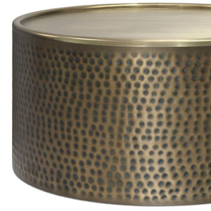 HomeRoots 32" Antiqued Gold Iron Round Coffee Table – Vintage Charm, Durable Design, Perfect for Any Space 639133