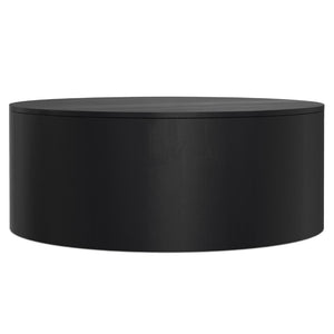 HomeRoots 36" Black Solid Mango Wood Round Coffee Table - Modern, Durable Design for Stylish Living Spaces 639134