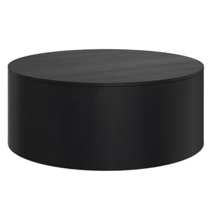 HomeRoots 36" Black Solid Mango Wood Round Coffee Table - Modern, Durable Design for Stylish Living Spaces 639134