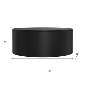 HomeRoots 36" Black Solid Mango Wood Round Coffee Table - Modern, Durable Design for Stylish Living Spaces 639134