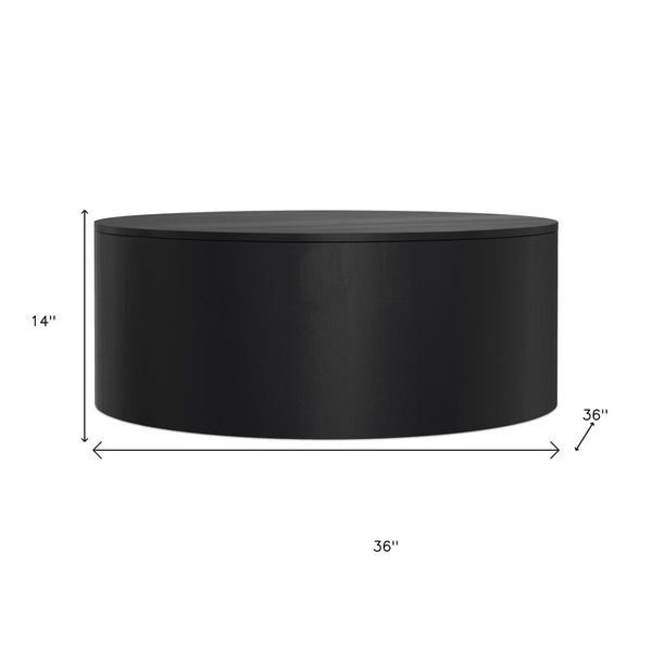 HomeRoots 36" Black Solid Mango Wood Round Coffee Table - Modern, Durable Design for Stylish Living Spaces 639134