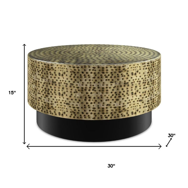 HomeRoots 30" Black Iron Round Coffee Table - Modern, Sleek Design for Living Rooms, Offices & Versatile Spaces 639135