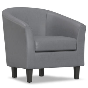 HomeRoots 30" Gray and Dark Brown Leather Arm Chair - Modern Comfort, Stylish Accent for Any Space, Durable Design 639167