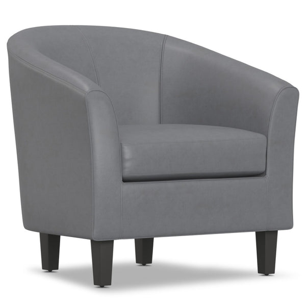HomeRoots 30" Gray and Dark Brown Leather Arm Chair - Modern Comfort, Stylish Accent for Any Space, Durable Design 639167