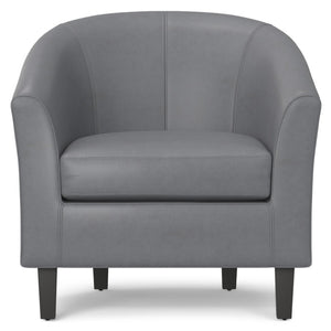 HomeRoots 30" Gray and Dark Brown Leather Arm Chair - Modern Comfort, Stylish Accent for Any Space, Durable Design 639167