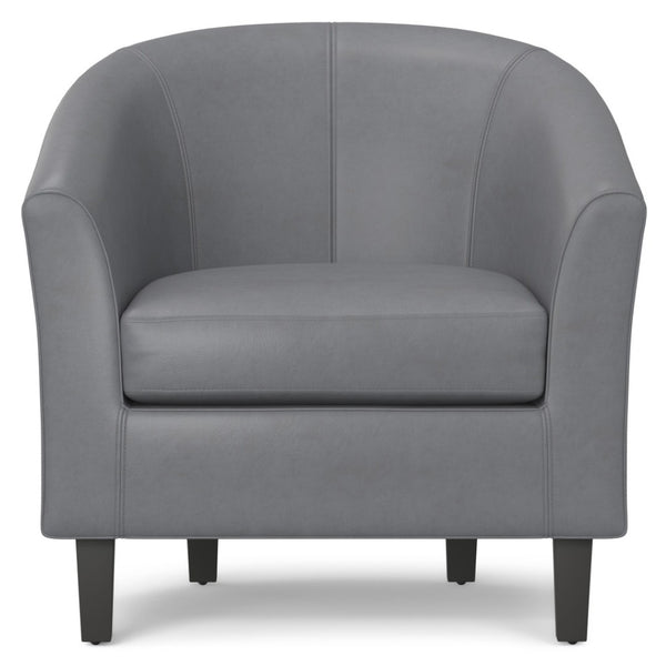 HomeRoots 30" Gray and Dark Brown Leather Arm Chair - Modern Comfort, Stylish Accent for Any Space, Durable Design 639167