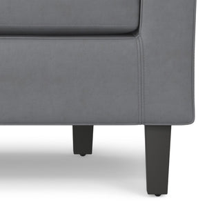 HomeRoots 30" Gray and Dark Brown Leather Arm Chair - Modern Comfort, Stylish Accent for Any Space, Durable Design 639167