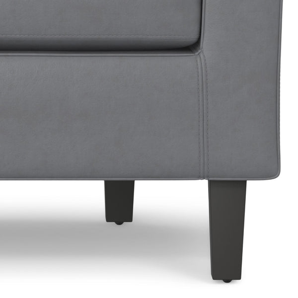 HomeRoots 30" Gray and Dark Brown Leather Arm Chair - Modern Comfort, Stylish Accent for Any Space, Durable Design 639167