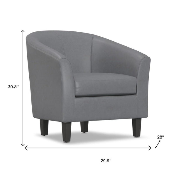 HomeRoots 30" Gray and Dark Brown Leather Arm Chair - Modern Comfort, Stylish Accent for Any Space, Durable Design 639167