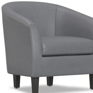 HomeRoots 30" Gray and Dark Brown Leather Arm Chair - Modern Comfort, Stylish Accent for Any Space, Durable Design 639167