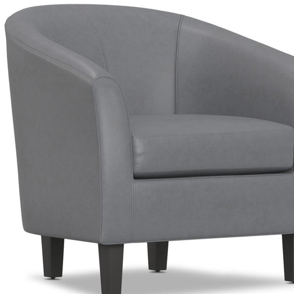 HomeRoots 30" Gray and Dark Brown Leather Arm Chair - Modern Comfort, Stylish Accent for Any Space, Durable Design 639167