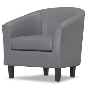 HomeRoots 30" Gray and Dark Brown Leather Arm Chair - Modern Comfort, Stylish Accent for Any Space, Durable Design 639167