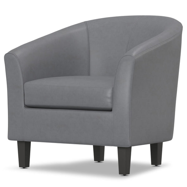 HomeRoots 30" Gray and Dark Brown Leather Arm Chair - Modern Comfort, Stylish Accent for Any Space, Durable Design 639167