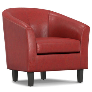HomeRoots 30" Elegant Red and Dark Brown Leather Arm Chair - Stylish Comfort for Modern Living Spaces! 639169