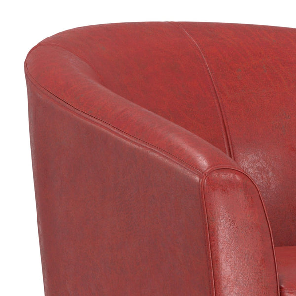 HomeRoots 30" Elegant Red and Dark Brown Leather Arm Chair - Stylish Comfort for Modern Living Spaces! 639169
