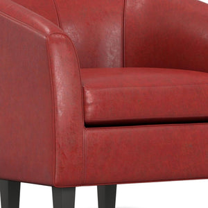HomeRoots 30" Elegant Red and Dark Brown Leather Arm Chair - Stylish Comfort for Modern Living Spaces! 639169