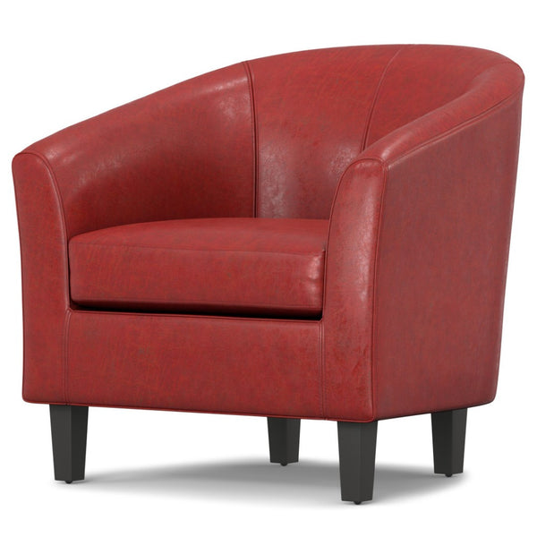 HomeRoots 30" Elegant Red and Dark Brown Leather Arm Chair - Stylish Comfort for Modern Living Spaces! 639169