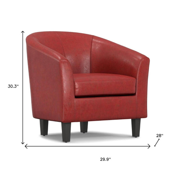 HomeRoots 30" Elegant Red and Dark Brown Leather Arm Chair - Stylish Comfort for Modern Living Spaces! 639169