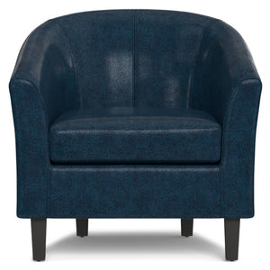 HomeRoots 30" Elegant Blue and Dark Brown Leather Arm Chair for Modern Comfort in Living Rooms or Offices 639170
