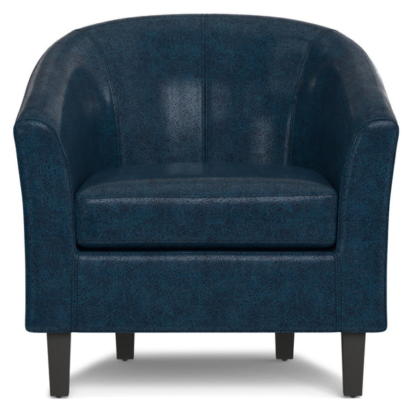 HomeRoots 30" Elegant Blue and Dark Brown Leather Arm Chair for Modern Comfort in Living Rooms or Offices 639170