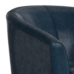 HomeRoots 30" Elegant Blue and Dark Brown Leather Arm Chair for Modern Comfort in Living Rooms or Offices 639170