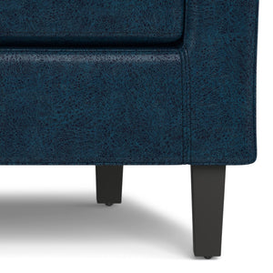 HomeRoots 30" Elegant Blue and Dark Brown Leather Arm Chair for Modern Comfort in Living Rooms or Offices 639170