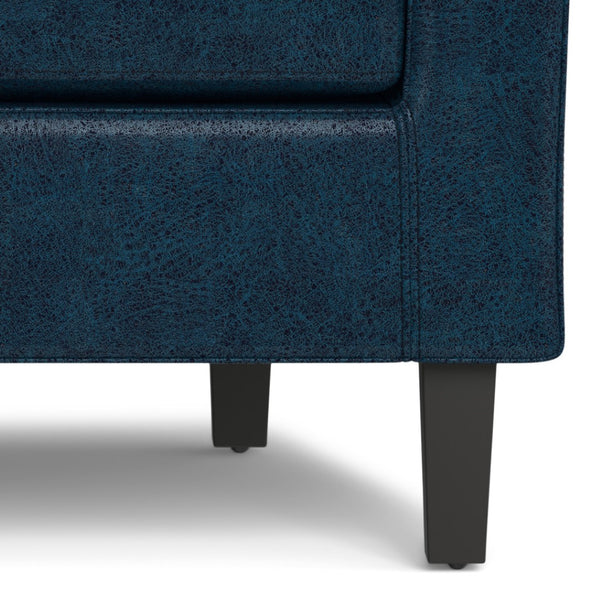 HomeRoots 30" Elegant Blue and Dark Brown Leather Arm Chair for Modern Comfort in Living Rooms or Offices 639170