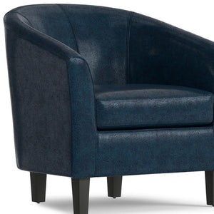 HomeRoots 30" Elegant Blue and Dark Brown Leather Arm Chair for Modern Comfort in Living Rooms or Offices 639170