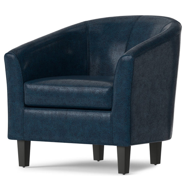 HomeRoots 30" Elegant Blue and Dark Brown Leather Arm Chair for Modern Comfort in Living Rooms or Offices 639170