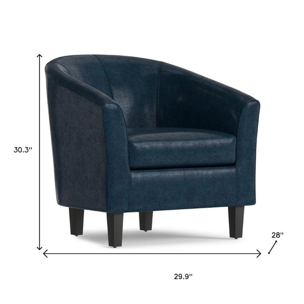 HomeRoots 30" Elegant Blue and Dark Brown Leather Arm Chair for Modern Comfort in Living Rooms or Offices 639170