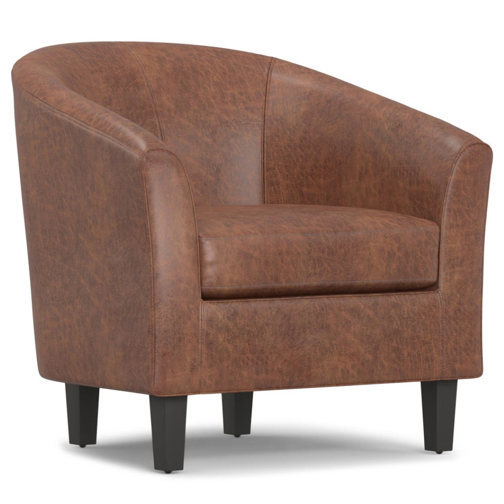 HomeRoots 30" Brown and Dark Brown Leather Arm Chair - Stylish Comfort for Living Rooms, Offices, and More! 639171
