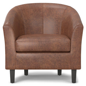 HomeRoots 30" Brown and Dark Brown Leather Arm Chair - Stylish Comfort for Living Rooms, Offices, and More! 639171