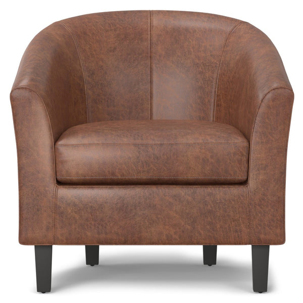 HomeRoots 30" Brown and Dark Brown Leather Arm Chair - Stylish Comfort for Living Rooms, Offices, and More! 639171