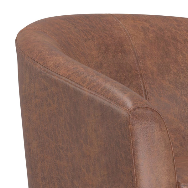 HomeRoots 30" Brown and Dark Brown Leather Arm Chair - Stylish Comfort for Living Rooms, Offices, and More! 639171