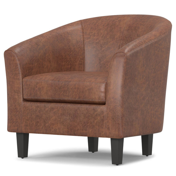 HomeRoots 30" Brown and Dark Brown Leather Arm Chair - Stylish Comfort for Living Rooms, Offices, and More! 639171